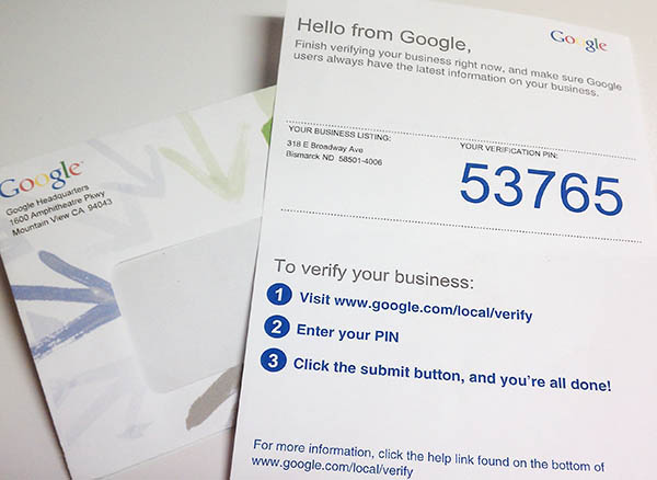 Google Postcard for Local Listing Verification
