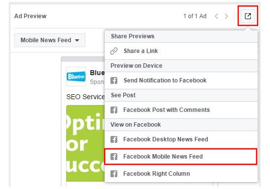 How to preview Facebook Ad on a mobile device